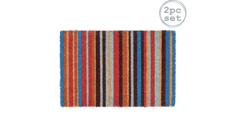 Nicola Spring Coir Door Mats - Pinstripe - Pack of 2