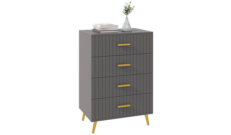 HOMCOM Aluminium 3 Drawers Chest - Dark Grey