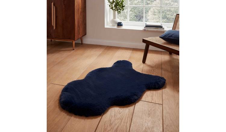 Mega Flooring Blue Shaggy Plain Rug - 60 x 90cm
