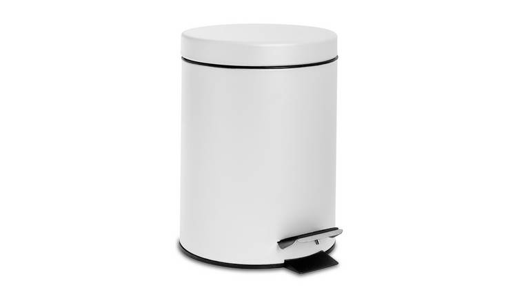 Harbour Housewares Round Bathroom Pedal Bin - 3 Litre - Matt White