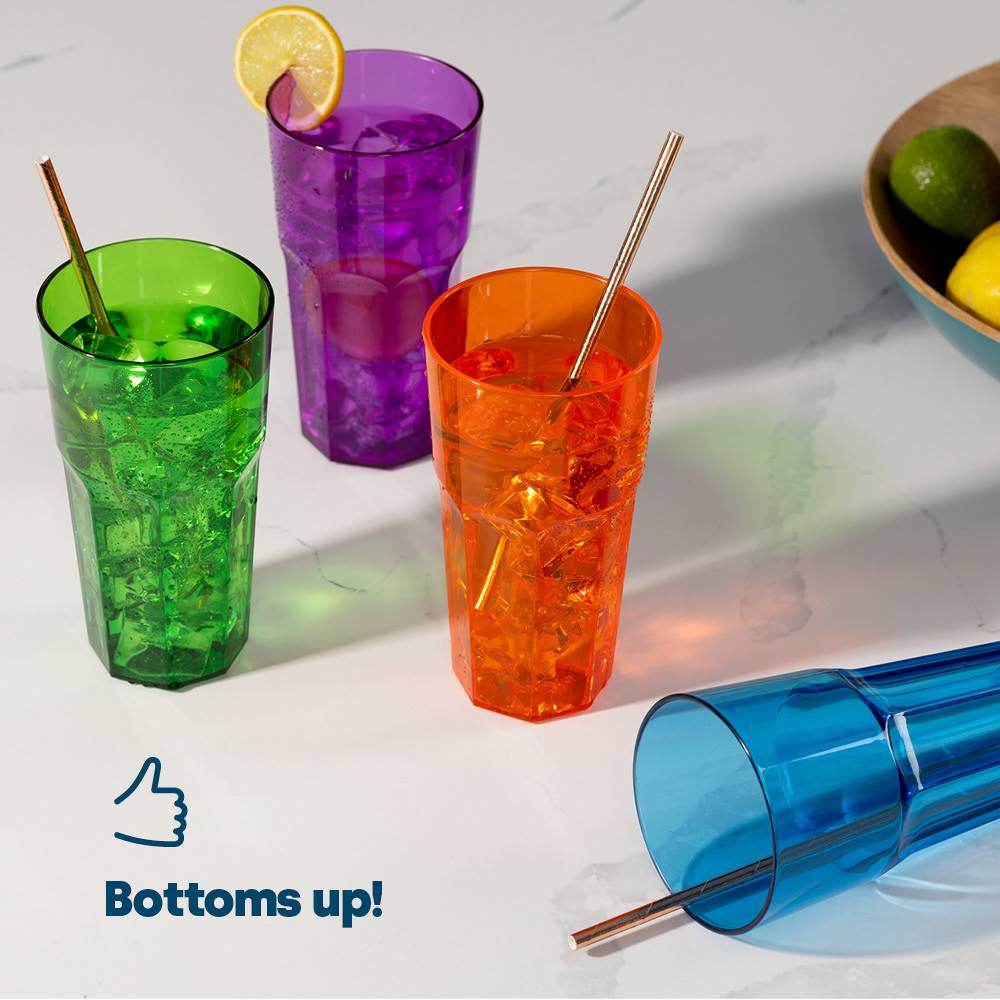 LIVIVO Set of 4 Reusable Plastic Tumblers - 600ml - Multicolour - Image 2