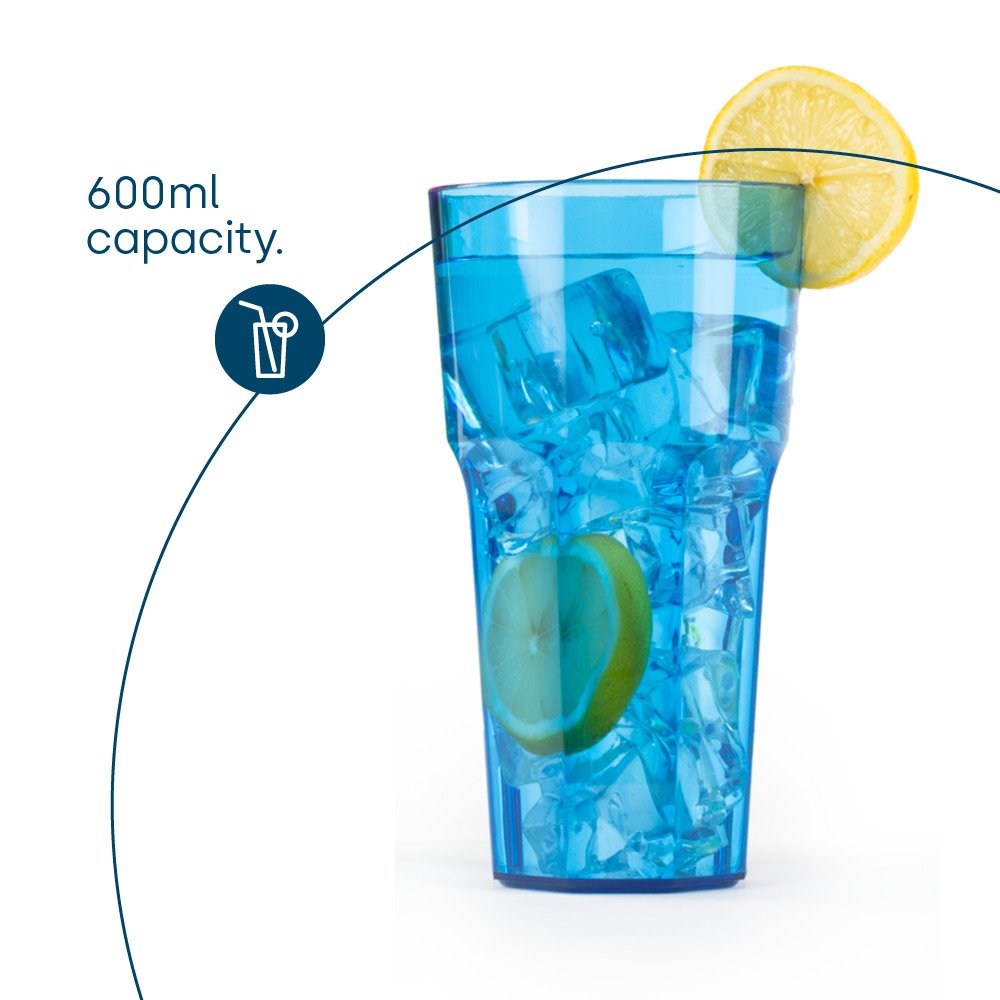 LIVIVO Set of 4 Reusable Plastic Tumblers - 600ml - Multicolour - Image 3