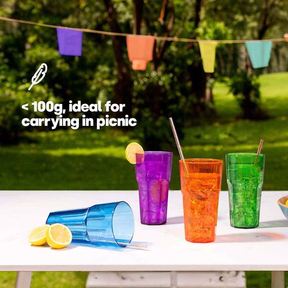 LIVIVO Set of 4 Reusable Plastic Tumblers - 600ml - Multicolour - Image 4