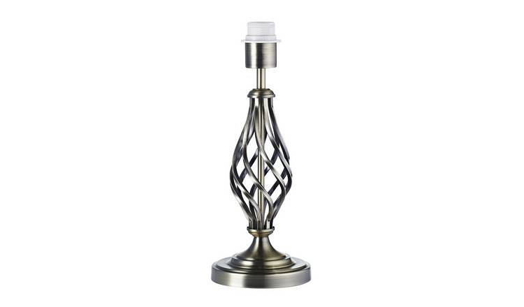 Happy Homewares Brushed Antique Brass Base with Twist Metal Table Lamp - 14cm