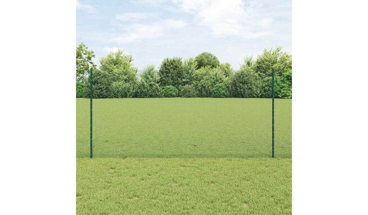 Walplus Pvc-coated Steel Welded Wire Fence with Posts - Green - 25 x 1.2 m