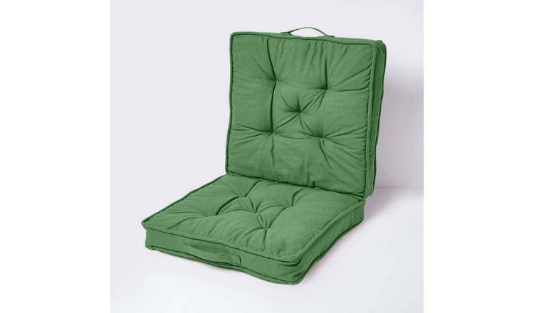Homescapes Cotton Travel Support Booster Cushion - Moss Green