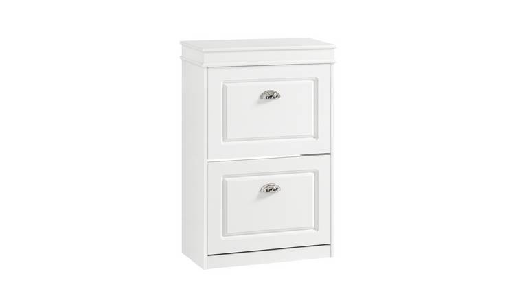 SoBuy 2 Flip Drawer Hallway Storage Rack Cabinet - White