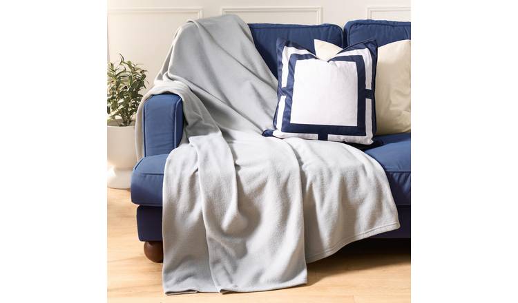 OHS Plain Fleece Blanket Throw 150 x 200cm - Mid Grey