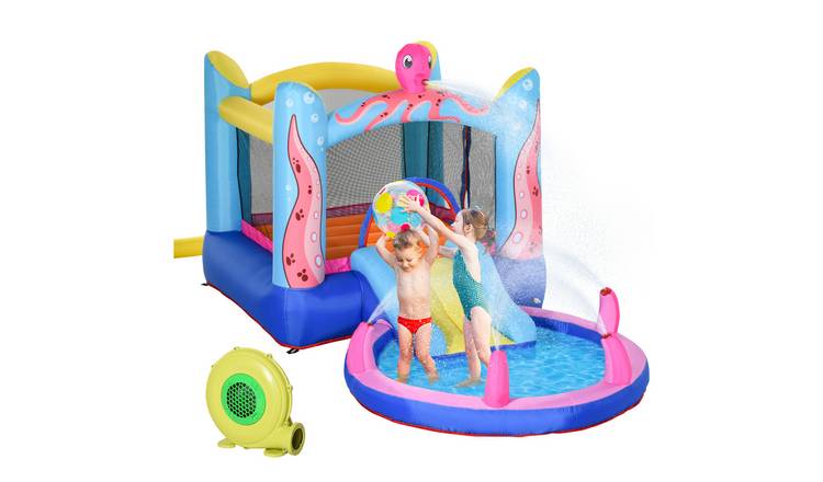 Outsunny 3 in 1 Age 3 to 8 Octopus Inflatable Bouncy Castle – Blue