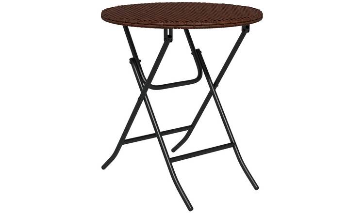 Outsunny Foldable Rattan Outdoor Coffee Side Table – Brown