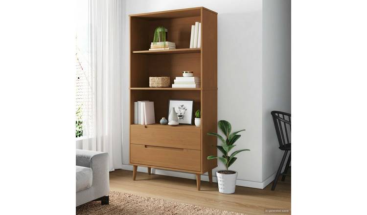 Walplus Solid Pine Bookcase - Caramel - 85 x 35 x 170.5 cm