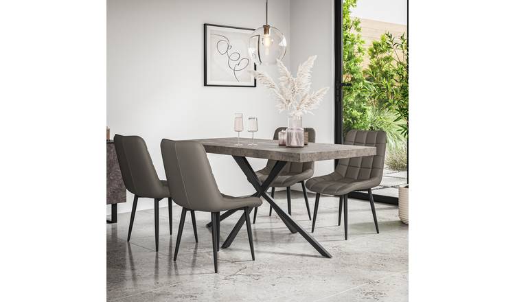 Furniture Online Donni Nova Concrete Effect Dining Table & 6 Grey Chairs