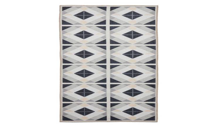 Mega Flooring Grey Modern Geometric Rug - 61 x 120cm