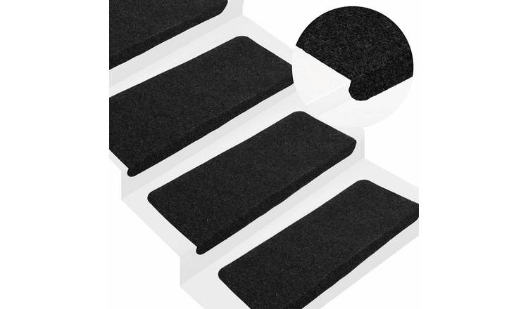 Walplus Pack of 15 Needle-Punched Stair Mats - Black - 65 x 24.5 cm