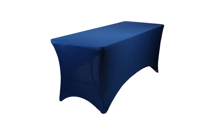 Harbour Housewares Rectangular Spandex Fitted Tablecloth - Blue