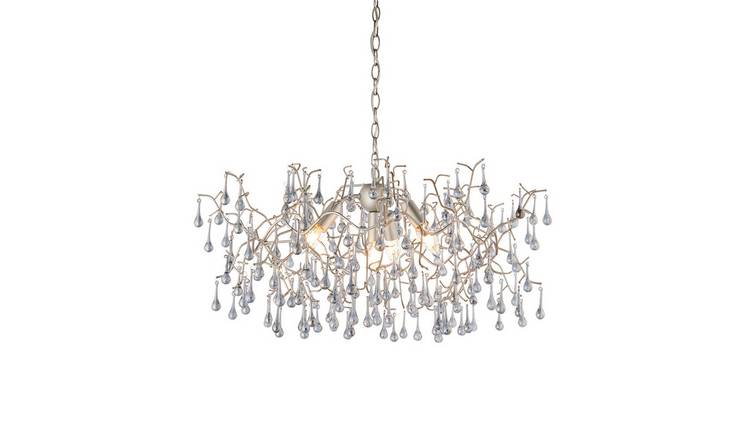 Loops Direct Steel and Glass Multi Arm Pendant Light - Aged Silver
