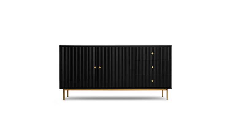 HomeGardenDirect Devon Fluted Large Sideboard - Black