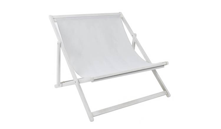 Charles Bentley FSC 100% Eucalyptus White Washed Double Deck Chair - Grey