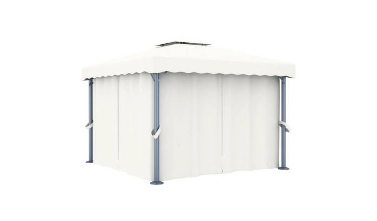 Walplus 3 x 3 m Aluminium Gazebo with Curtain - Cream White
