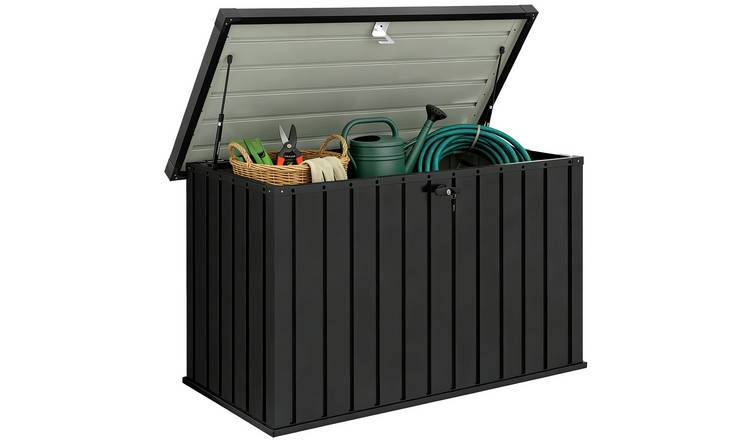 Outsunny Metal Lockable Garden Storage Box – Black