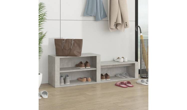 Walplus Engineered Wood Shoe Cabinet - Concrete Grey - 150 x 35 x 45 cm