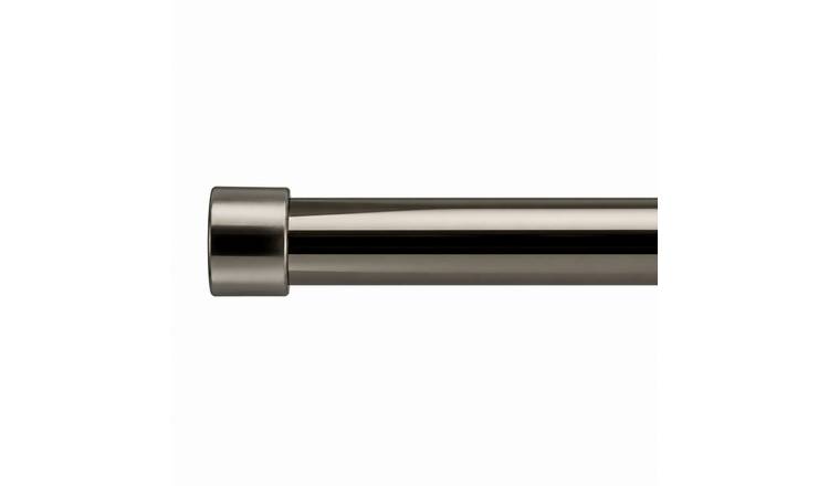 New Edge Blinds 16-19mm Black Silk Stud Eyelet Curtain Pole - 120cm - 210cm