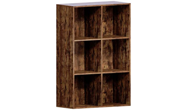 Vida Designs Durham 6 Cube Storage Unit with Set of 3 White Baskets - Dark Wood