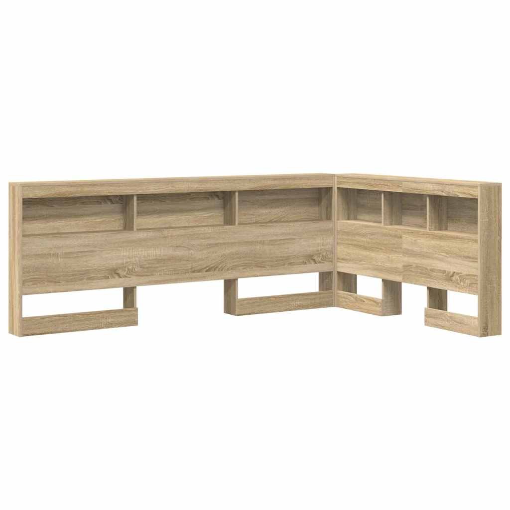 Walplus Engineered Wood Storage Headboard - Light Oak - 207.5 x 137.5 x 76.5 cm - Image 2