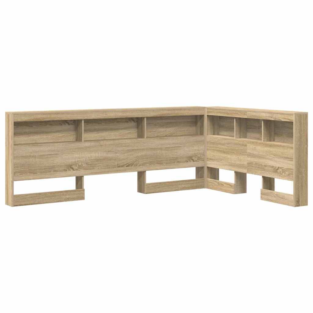 Walplus Engineered Wood Storage Headboard - Light Oak - 207.5 x 137.5 x 76.5 cm - Image 2