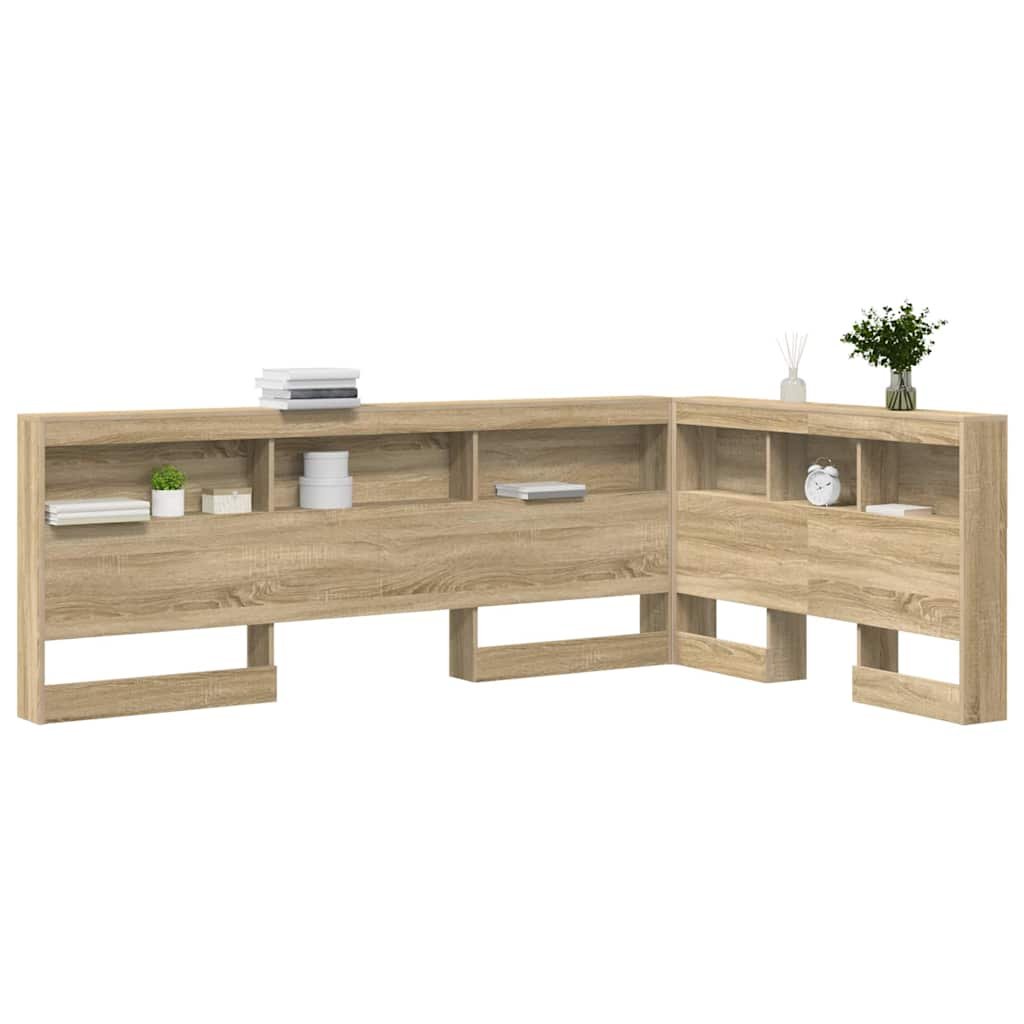 Walplus Engineered Wood Storage Headboard - Light Oak - 207.5 x 137.5 x 76.5 cm - Image 3