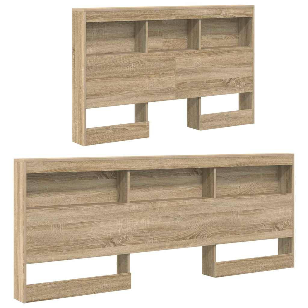 Walplus Engineered Wood Storage Headboard - Light Oak - 207.5 x 137.5 x 76.5 cm - Image 5