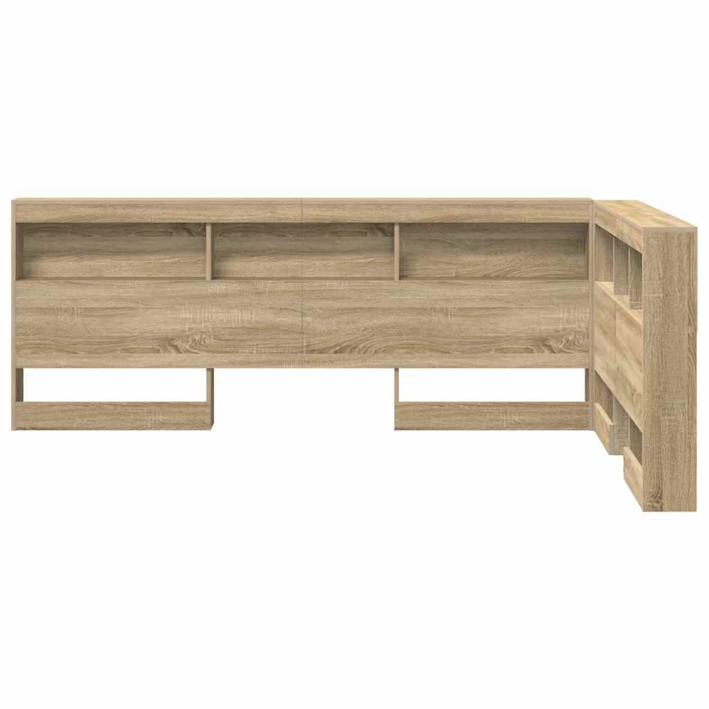 Walplus Engineered Wood Storage Headboard - Light Oak - 207.5 x 137.5 x 76.5 cm - Image 6