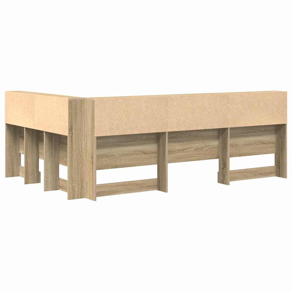 Walplus Engineered Wood Storage Headboard - Light Oak - 207.5 x 137.5 x 76.5 cm - Image 8