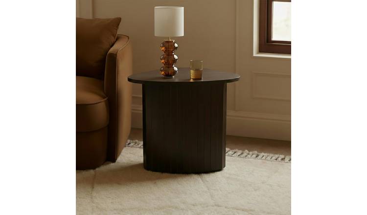 OHS Madison Ribbed Side Table - Dark Brown