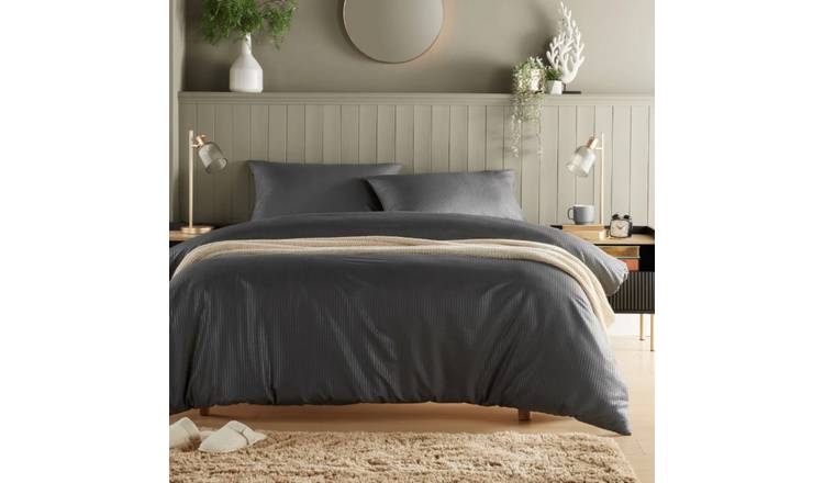 New Edge Blinds Monaco Seersucker Grey Duvet Set - Single