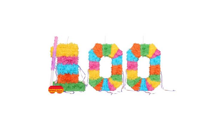 Fax Potato 100th Birthday Pinata Set with Stick & Blindfold - Pink Stick