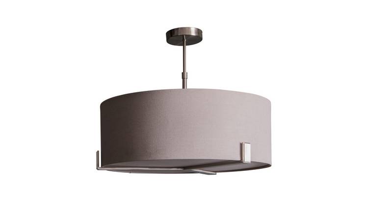 Loops Direct Fabric and Ceiling Pendant Light - Satin Nickel and Slate Grey