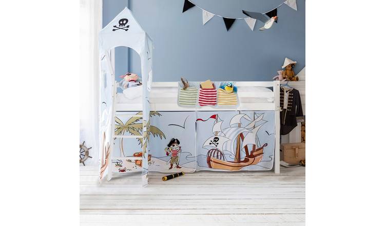 Noa & Nani Moro Midsleeper Cabin Bed With Pirate Pete Tent Package - White