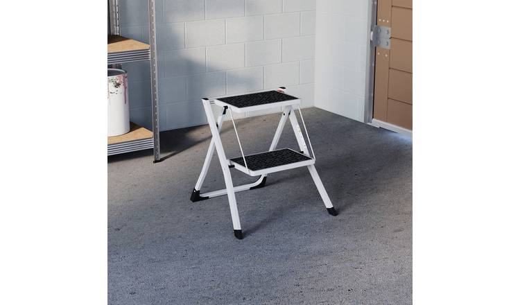 Home Vida 2 Step Folding Ladder - White