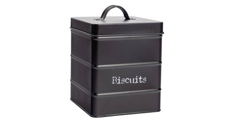 Harbour Housewares Vintage Metal Kitchen Biscuit Tin - Black