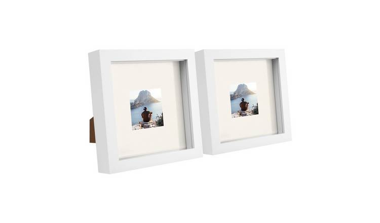 Nicola Spring 3D Box Photo Frames - 6 x 6" with Mount - Set of 2 - White