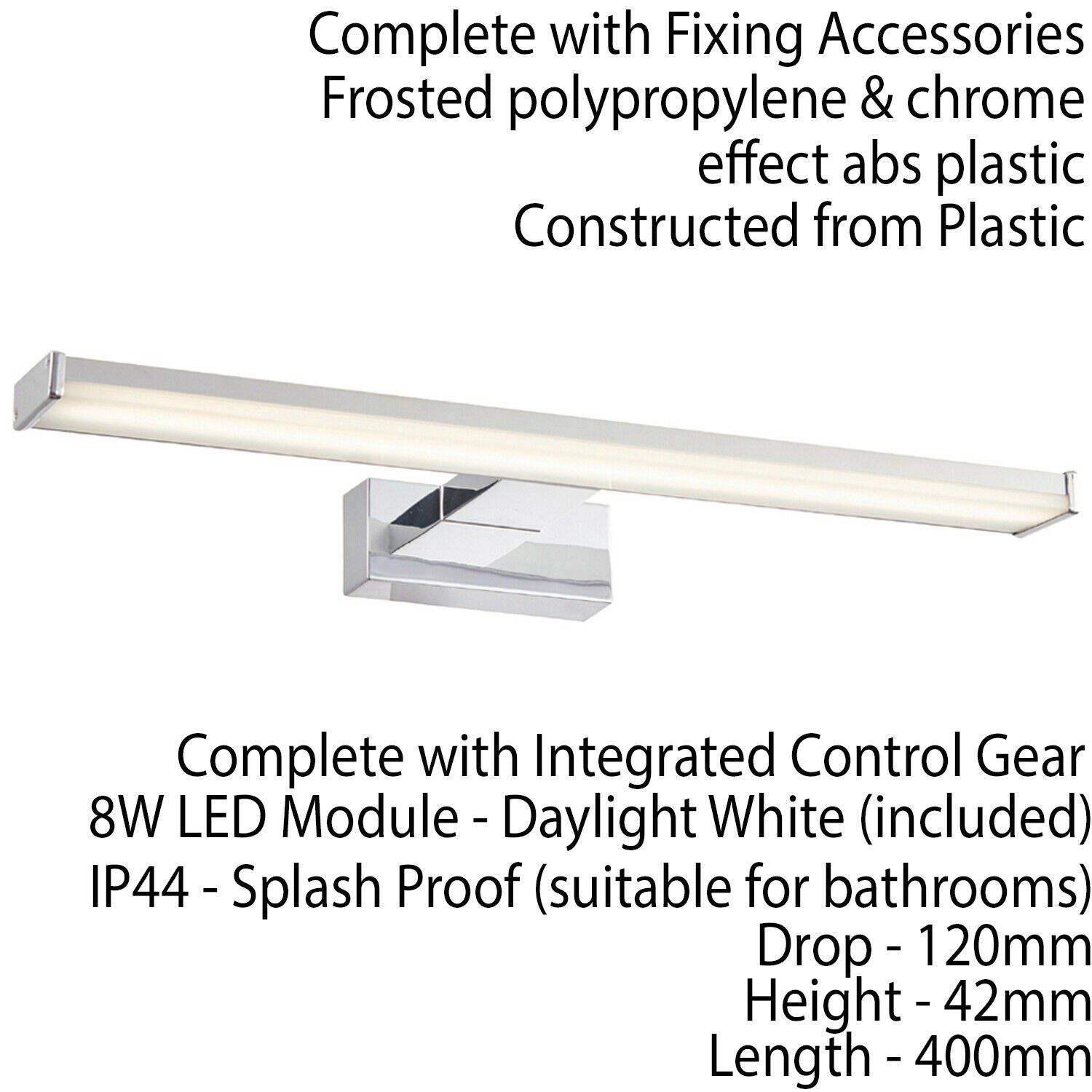 Loops Direct 8W LED Integrated Wall Light - Chrome - Image 4
