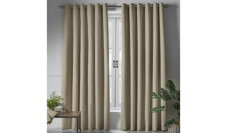 Luxury Living Linen Look Blackout Eyelet Curtains 229cm x 137cm - Beige