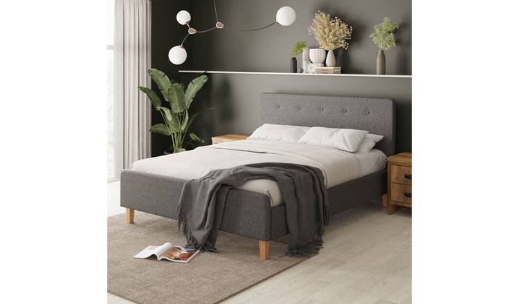 GFW Ashbourne King Size Fabric Bed Frame - Grey