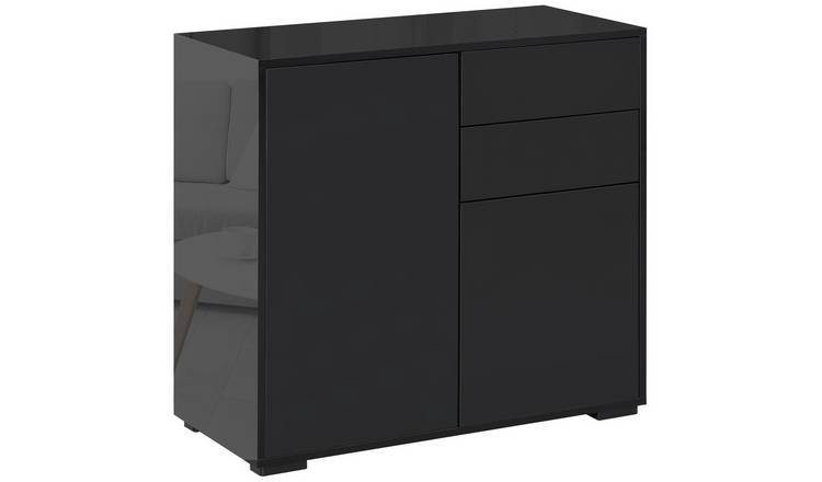HOMCOM Storage Sideboard with 2 Doors and Gloss Frame - Black