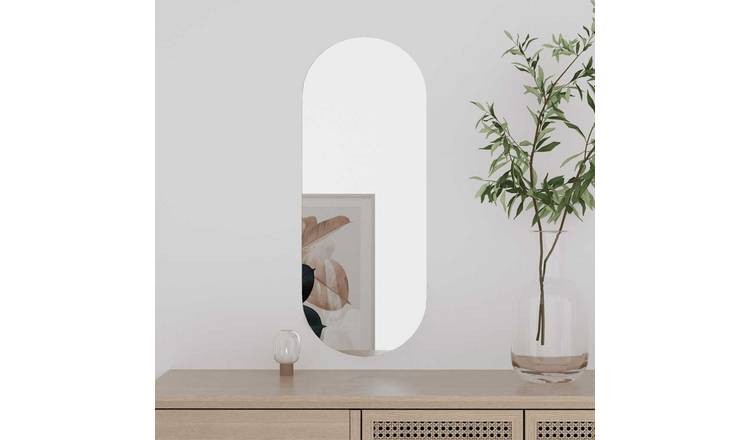 Walplus Oval Glass Wall Mirror - Silver - 20 x 50 cm