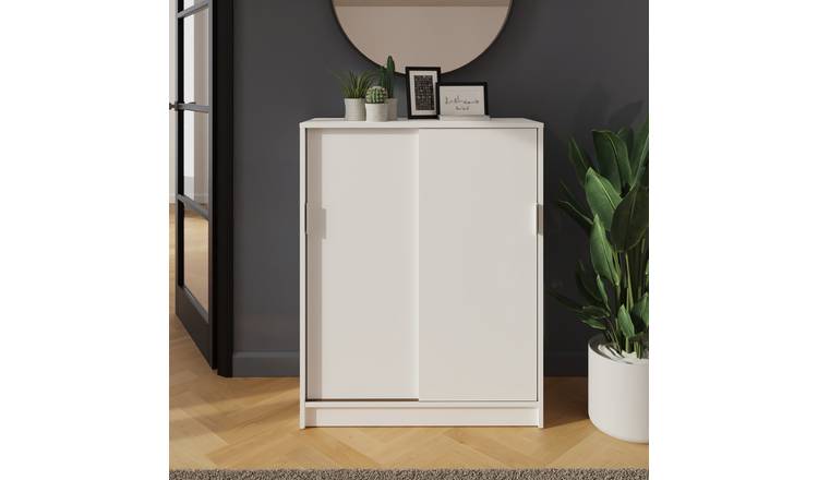 GFW Leighton Sliding Door Shoe Cabinet - White