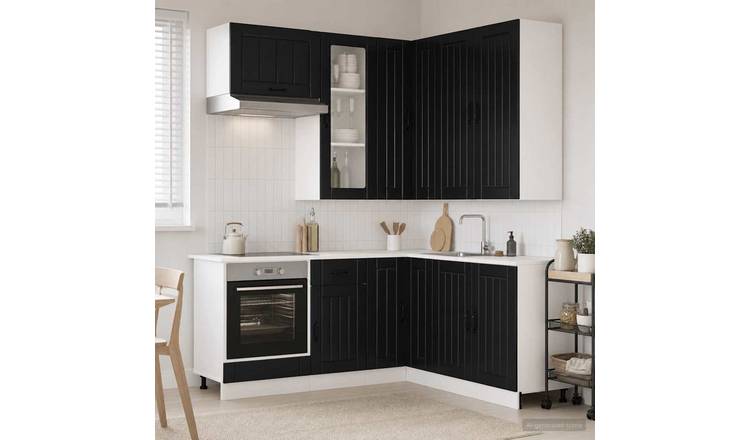 Walplus 8 Piece Engineered Wood Kitchen Unit Set - Black