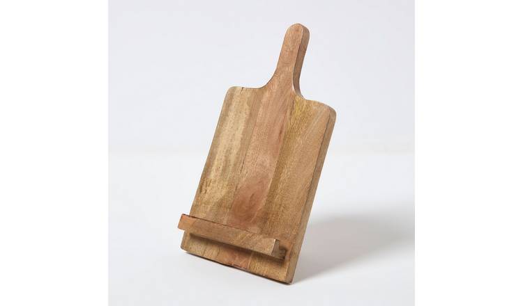 Homescapes Mango Wood Recipe Book Holder and Tablet Stand - Natural