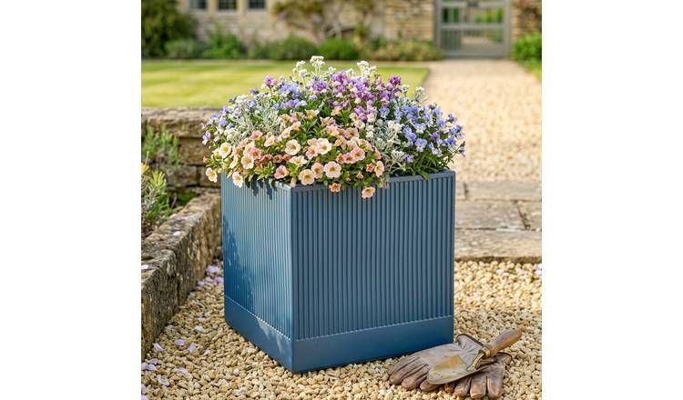 Dibor Large Fibre Clay Outdoor Garden Planter – Navy Blue